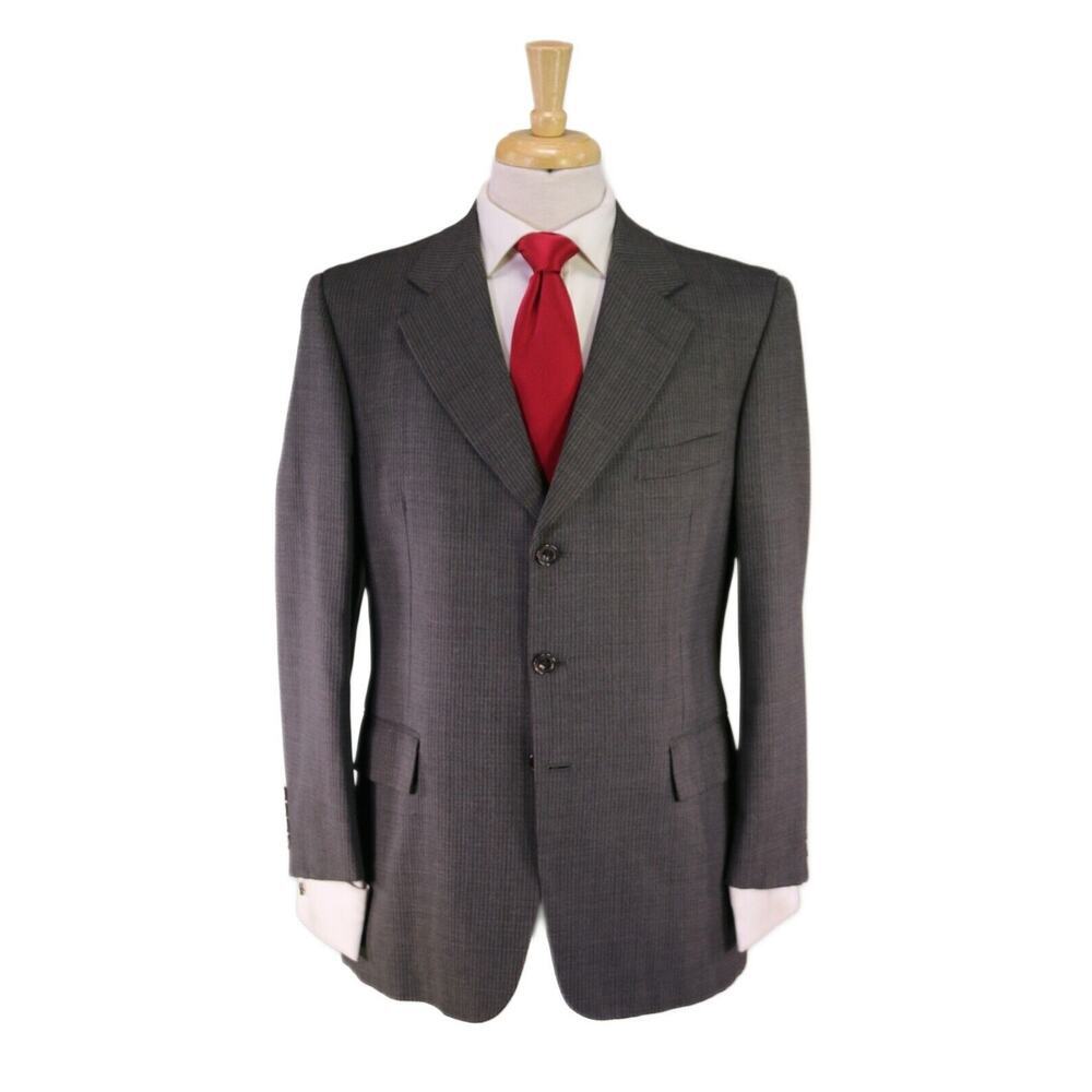 Paul Stuart Gray Thin Striped Wool Crepe 3-Btn Su… - image 1